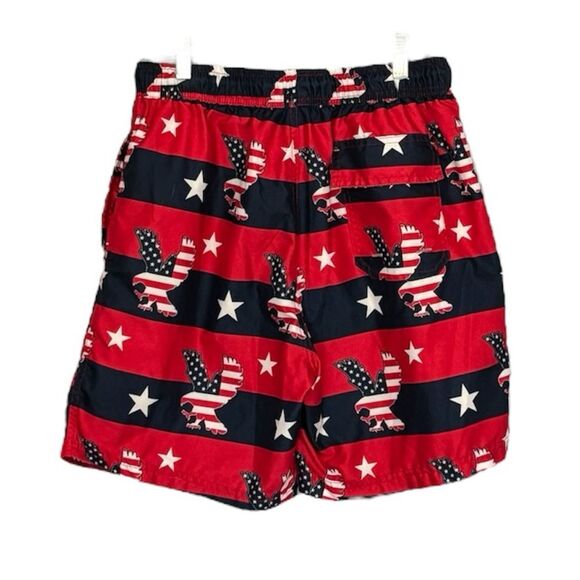 US Polo Association | Stars Stripes Boys Red White Navy Blue Swim Trunks - Picture 2 of 14